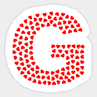 Letter G Heart Shape Initial Sticker